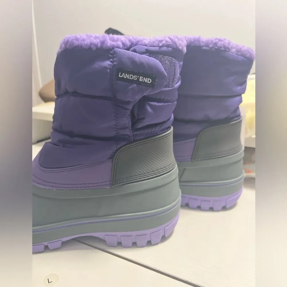 NEW Lands' End Purple Snow Boots Flurry Max  Youth girl Sz 7 Womns 8.5 EU 39
